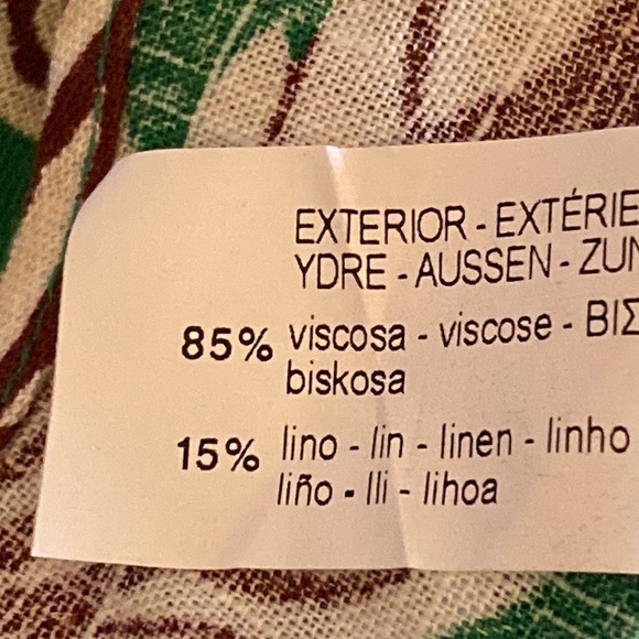 NWT. Zara Green Linen/Cotton Cut-Out Tropical Print Jumpsuit/Romper. Size L. - Picture 9 of 10